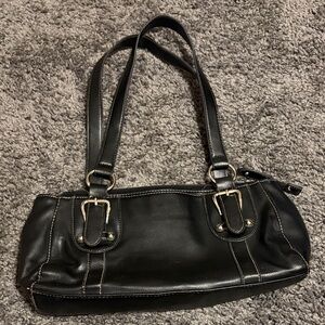Elegant Black Leather Croft and Barrow Shoulder Bag